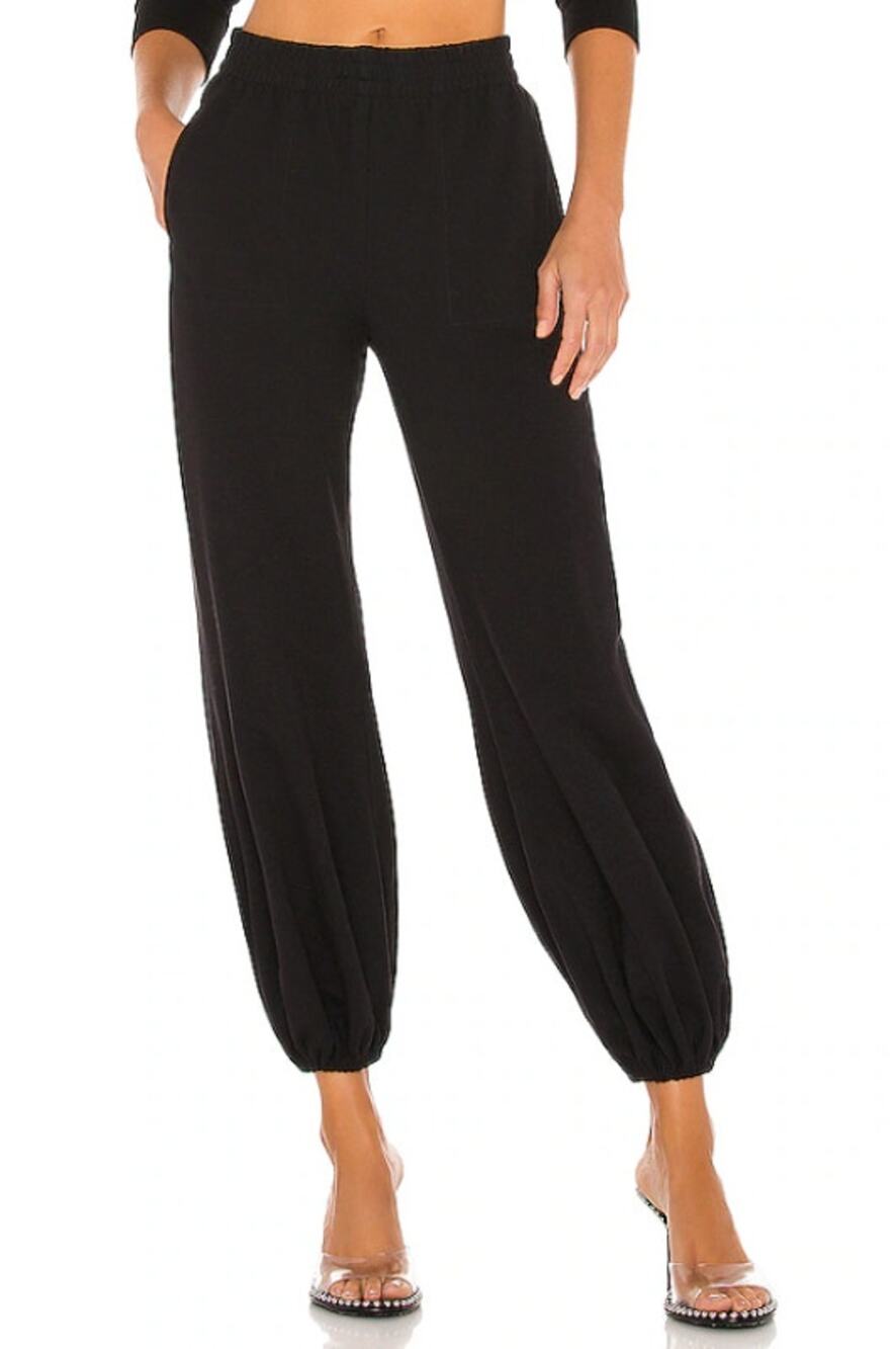NORMA KAMALI Women's Boyfriend Puff Jogger Pants XS Black Elastic Waistband NWT